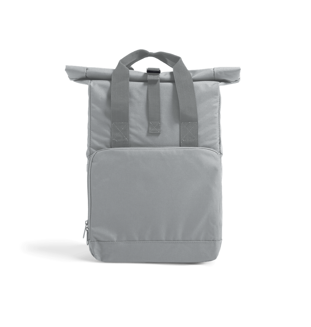 Light Grey Plain Recycled Twin handle Roll-Top Backpack