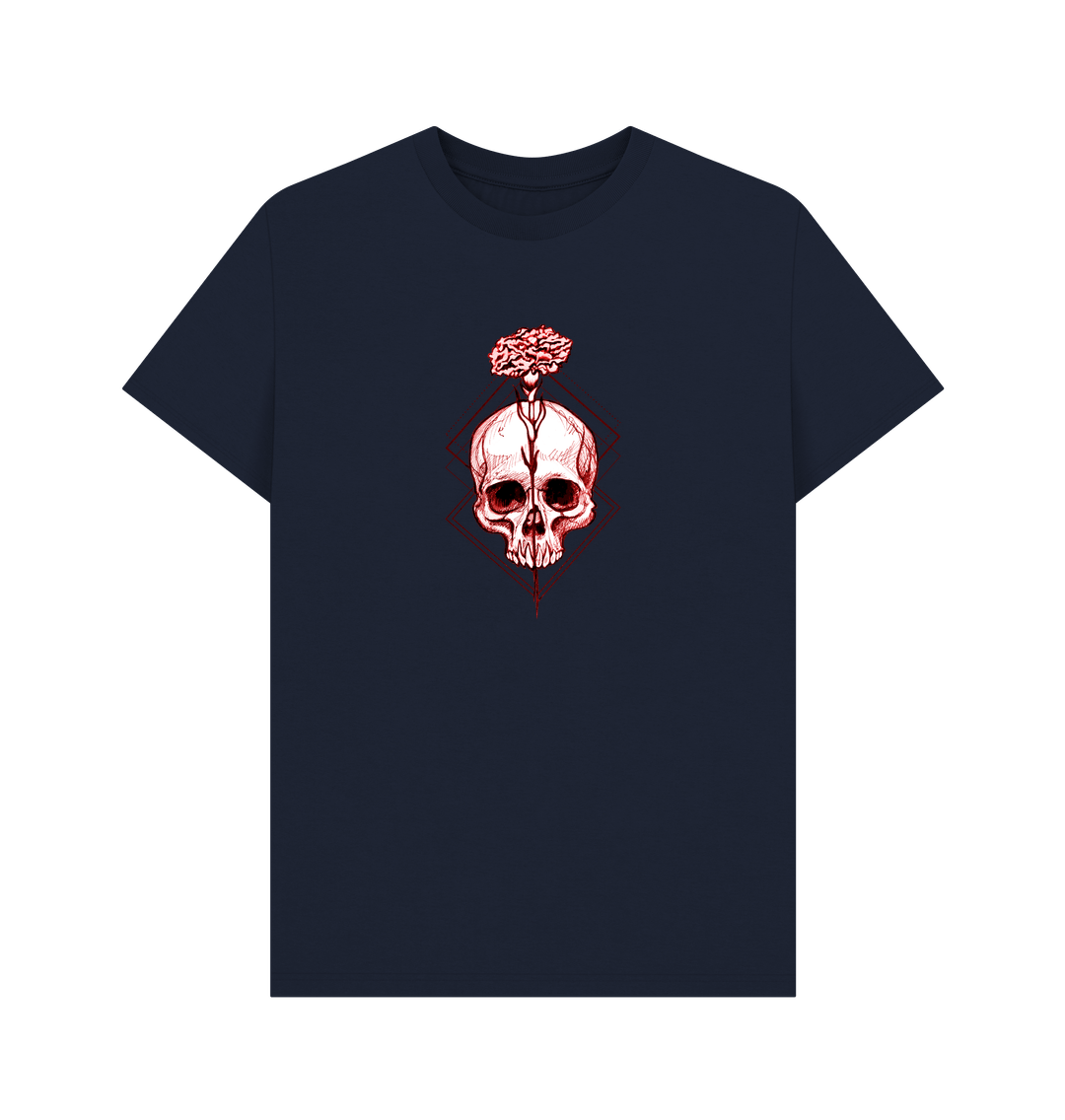 Navy Blue Rose Skull - Men's Basic T-shirt