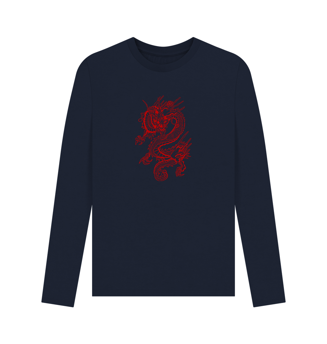 Navy Blue Red Dragon - Men's Long Sleeve T-shirt