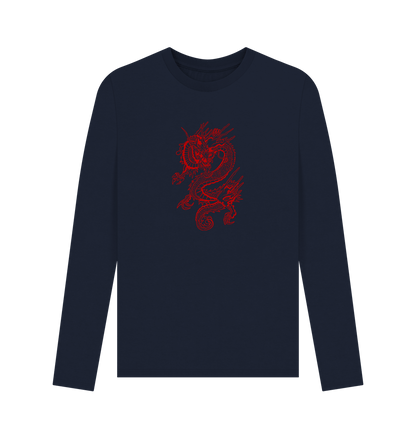 Navy Blue Red Dragon - Men's Long Sleeve T-shirt