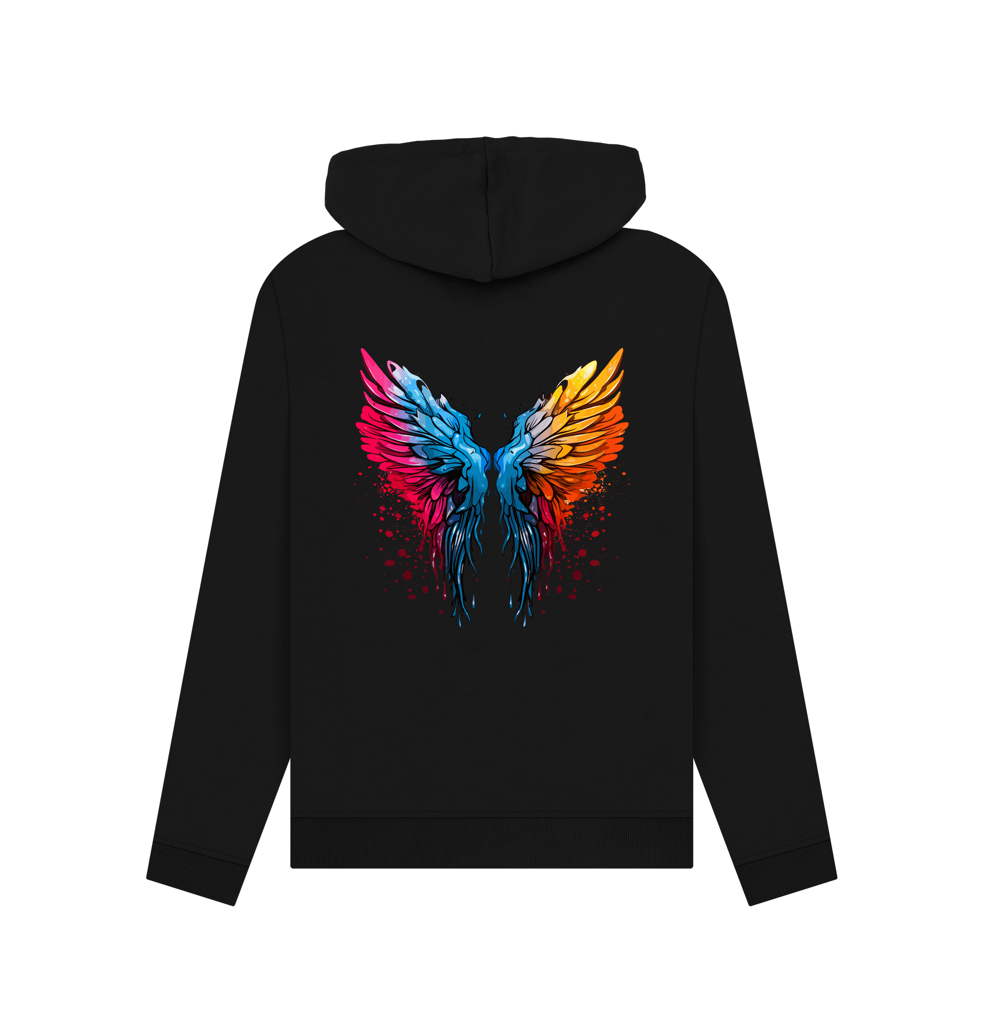 Black Colour Drip Angel Wings - Womens Pullover Hoody