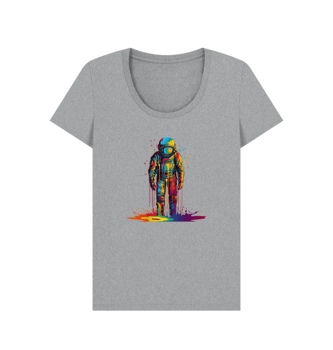 Athletic Grey Colour Drip Astro - Women's Scoop Neck T-shirt