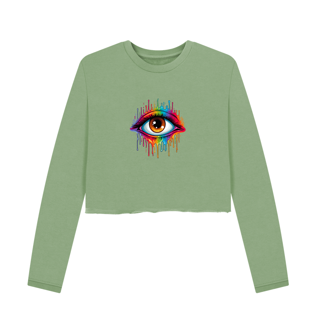 Sage Colour Drip Eye Spy - Women's Boxy Jumper