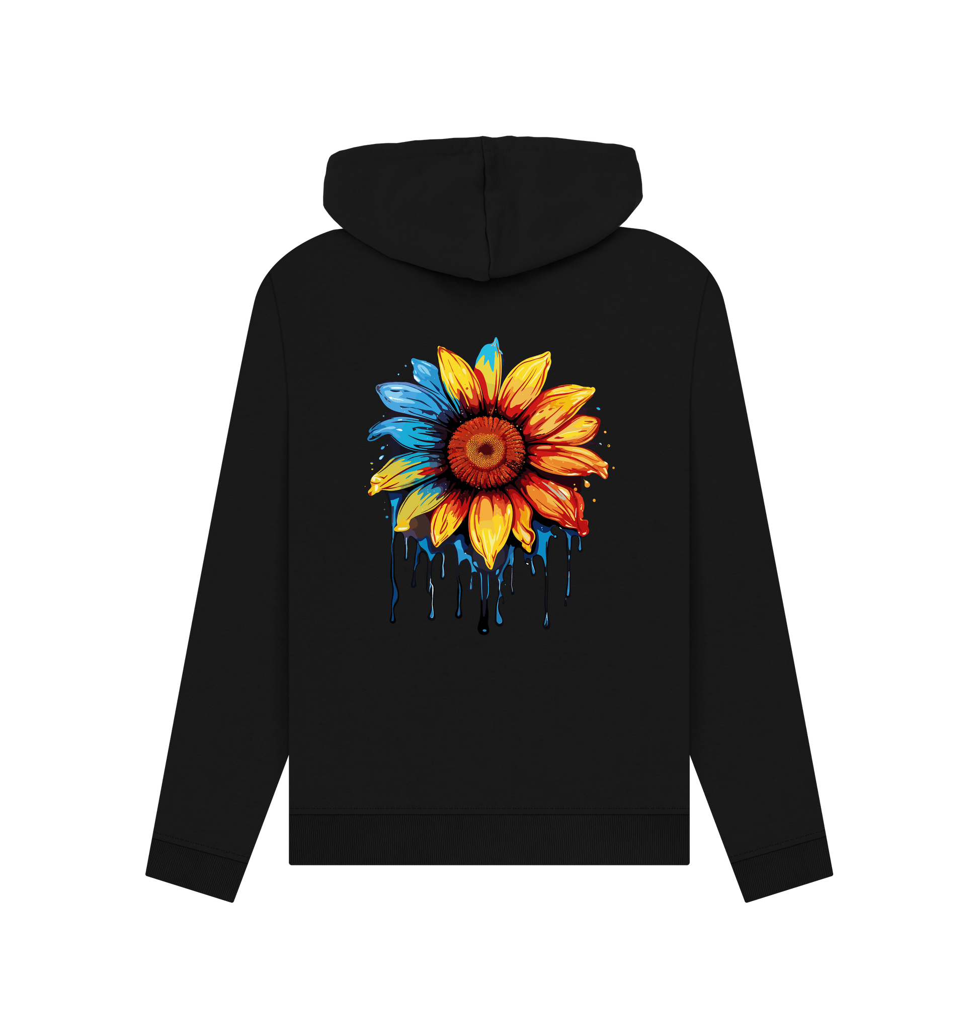 Black Colour Drip Flower Power - Womens Pullover Hoody