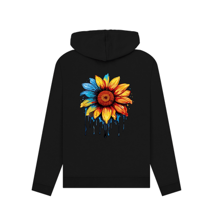 Black Colour Drip Flower Power - Womens Pullover Hoody