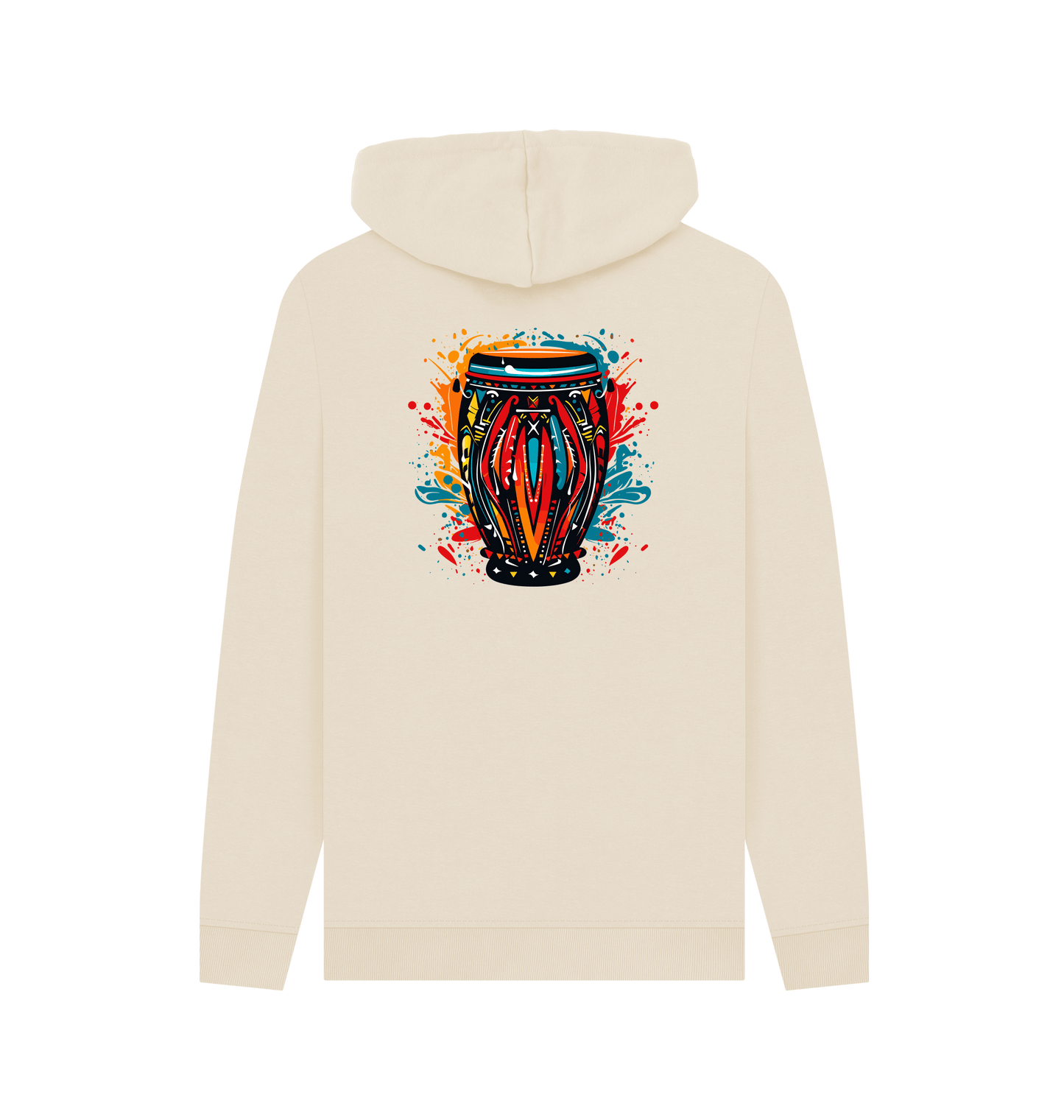 Oat Colour Drip African Drum - Mens Pullover Hoodie