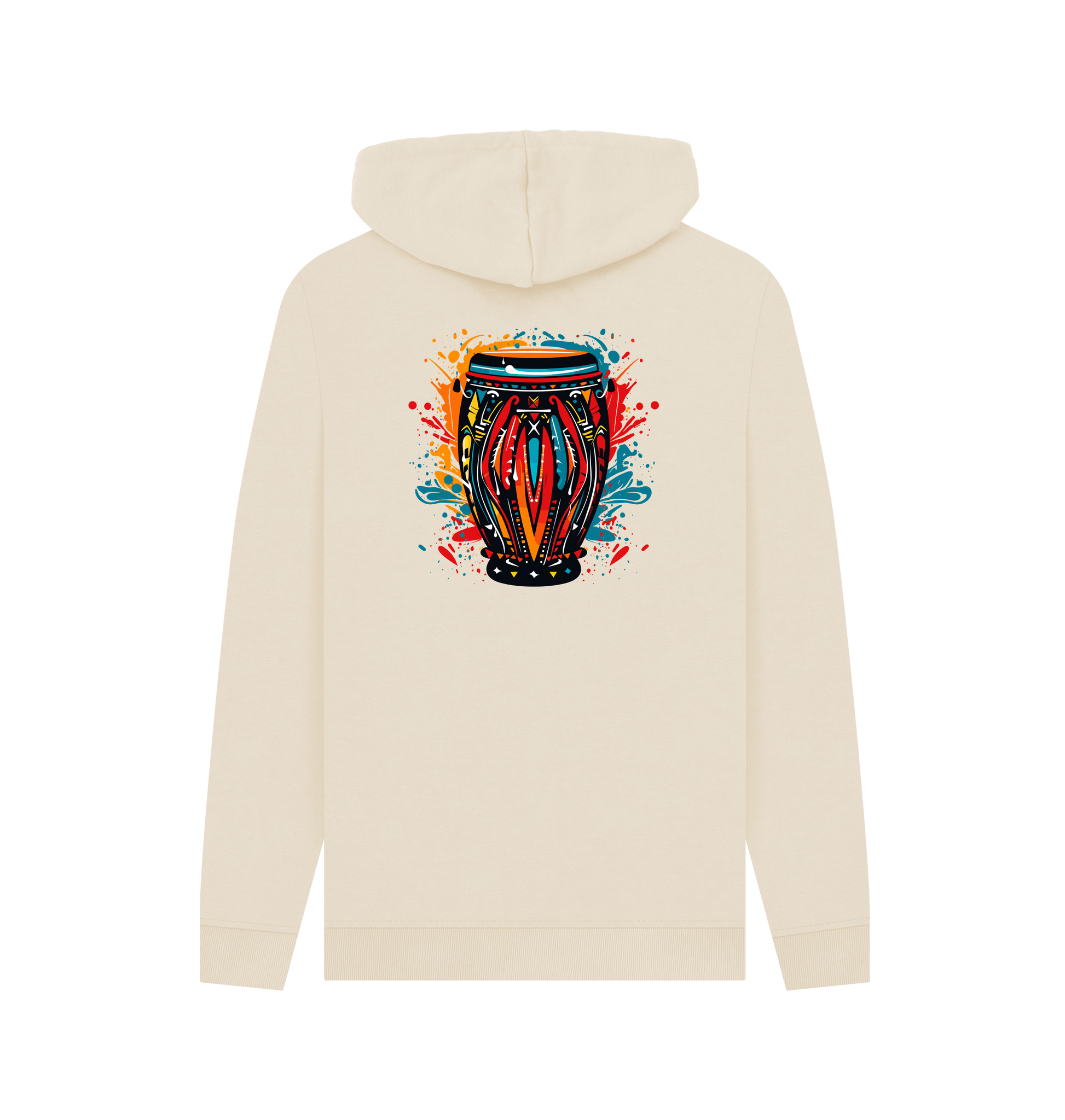 Oat Colour Drip African Drum - Mens Pullover Hoodie