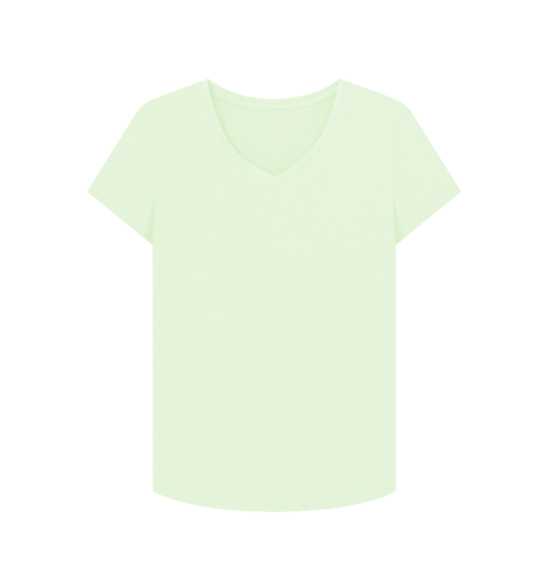 Pastel Green Plain Women's V-Neck T-shirt