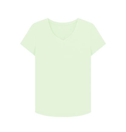 Pastel Green Plain Women's V-Neck T-shirt