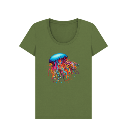 Khaki Colour Drip Jellyfish Dance - Women's Scoop Neck T-shirt