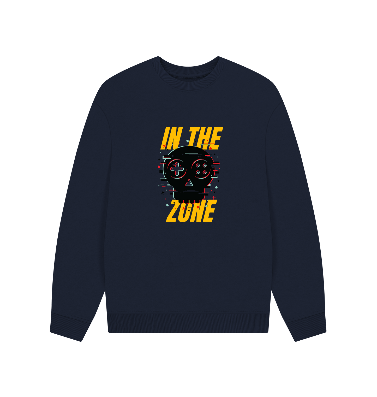 Navy Blue Printed Sweater Front