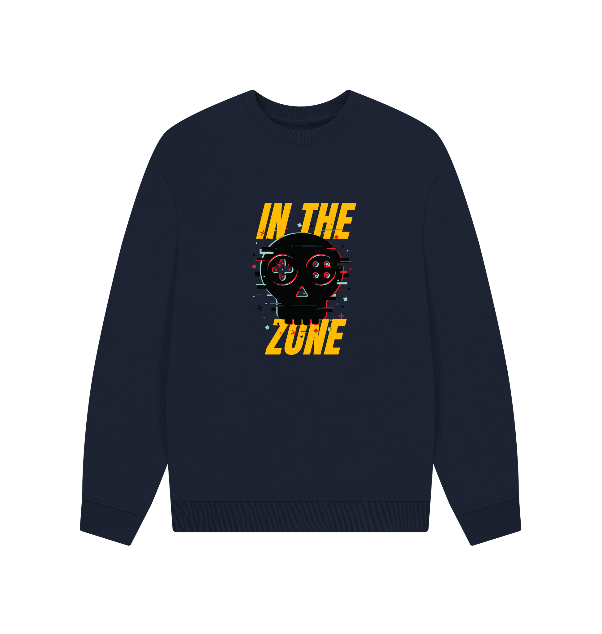 Navy Blue Printed Sweater Front