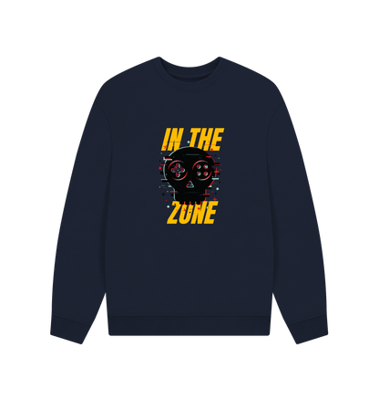 Navy Blue Printed Sweater Front