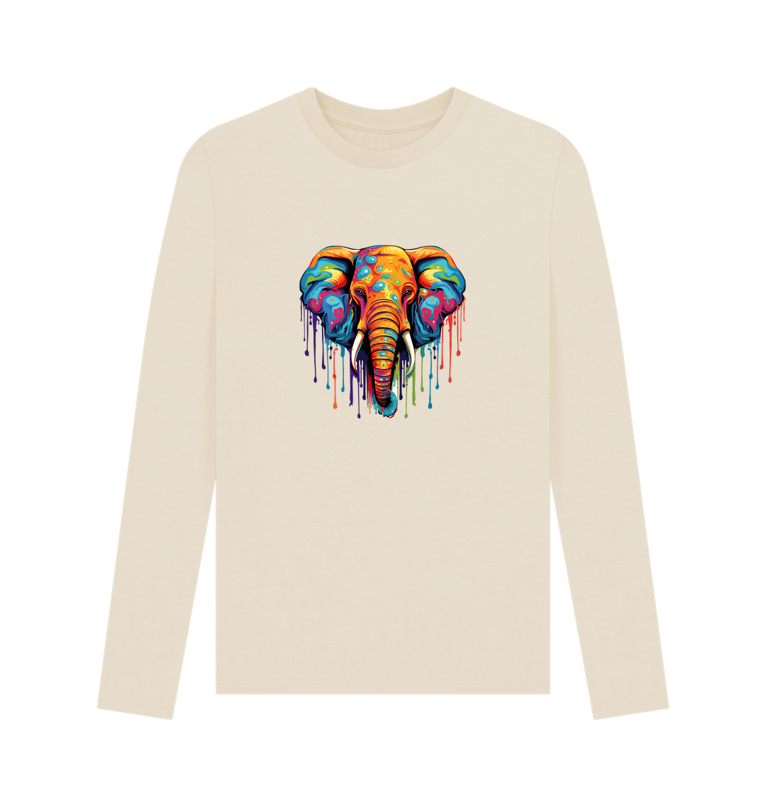 Oat Colour Drip Wild Elephant - Men's Long Sleeve T-shirt