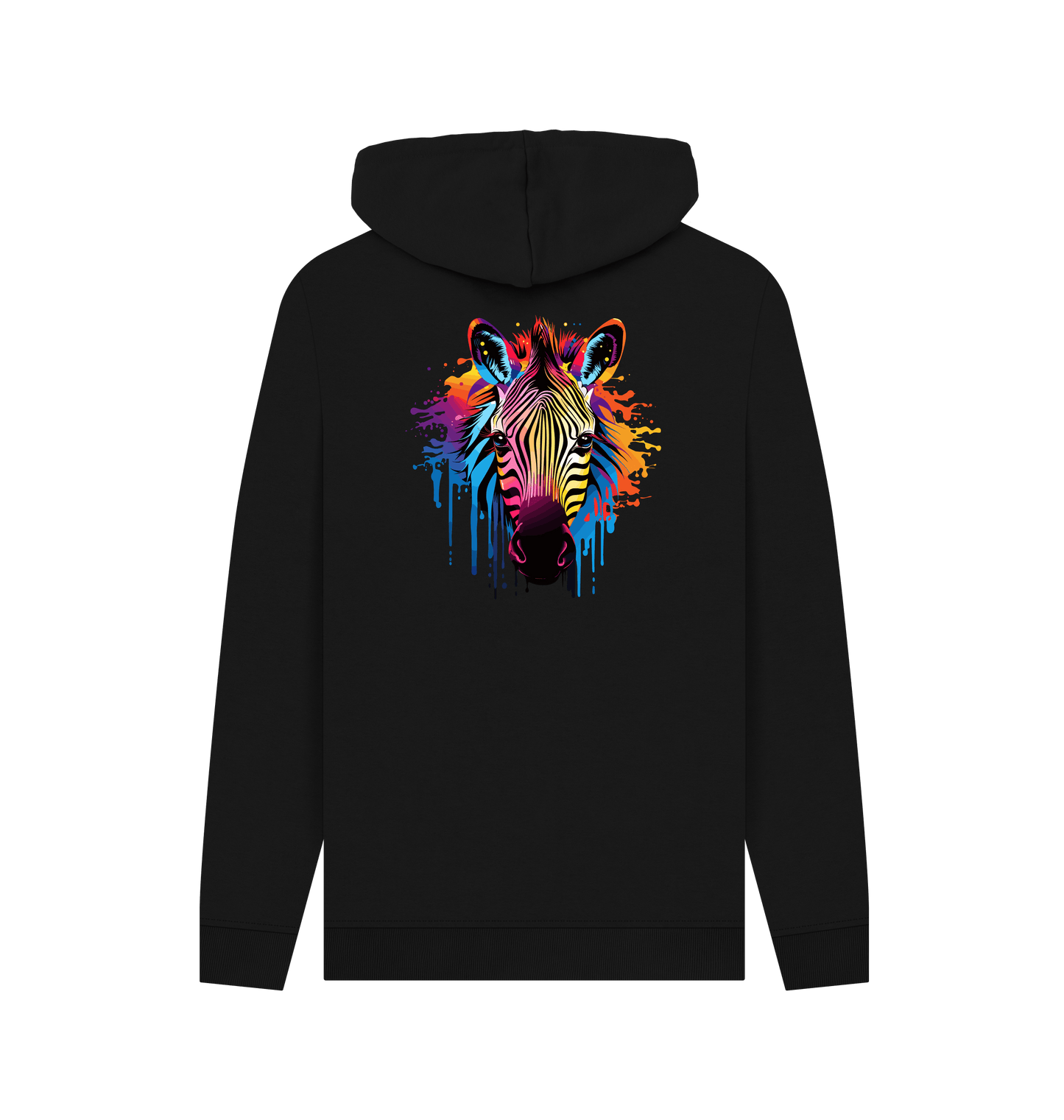 Black Colour Drip Zebra - Mens Pullover Hoodie