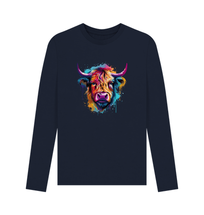 Navy Blue Colour Drip Raging Bull - Men's Long Sleeve T-shirt