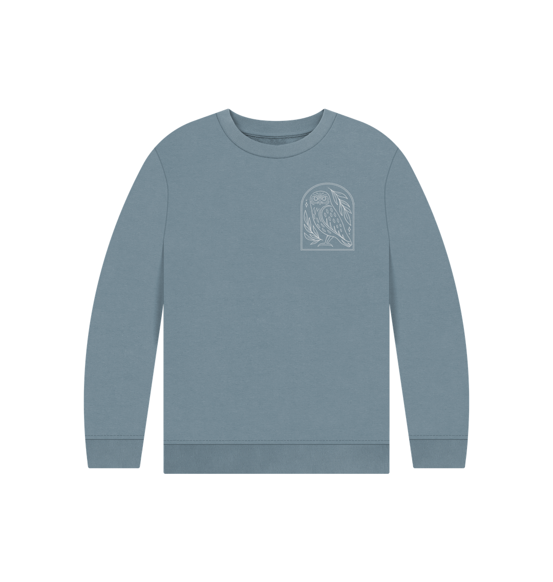 Stone Blue Owl - Kids' Pullover Hoody