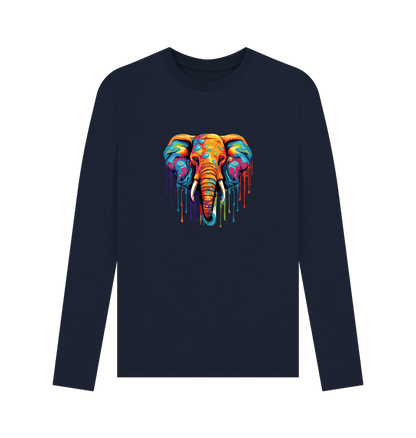 Navy Blue Colour Drip Wild Elephant - Men's Long Sleeve T-shirt