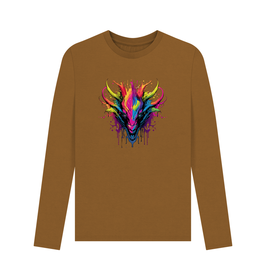 Brown Colour Drip Dragon - Men's Long Sleeve T-shirt