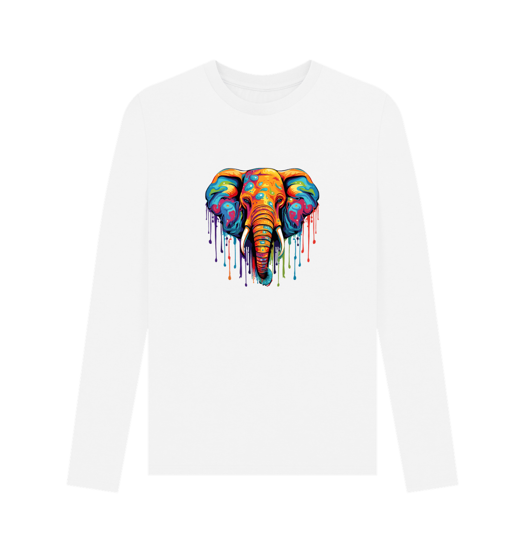 White Colour Drip Wild Elephant - Men's Long Sleeve T-shirt