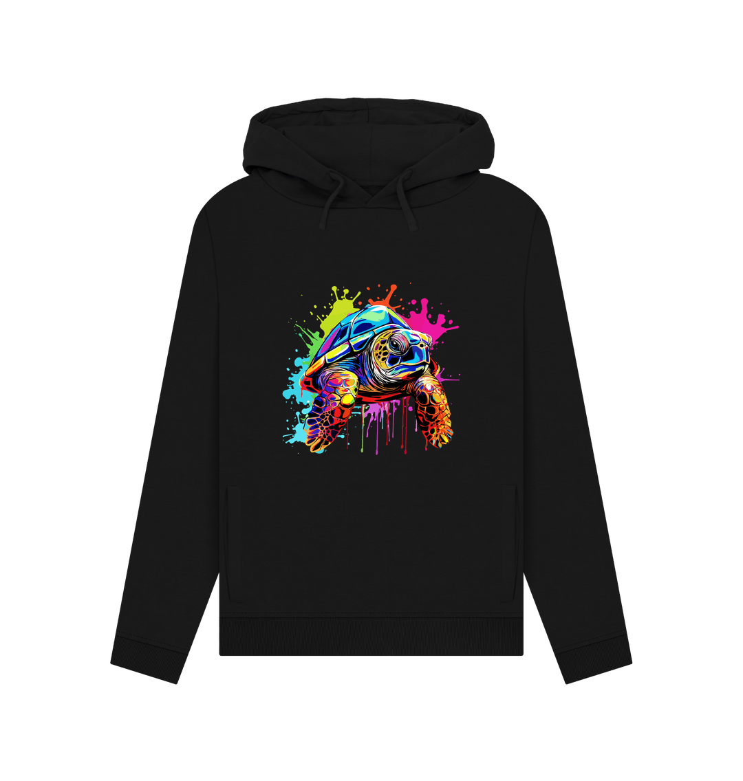 Black Colour Drip Turtle - Womens Pullover Hoody