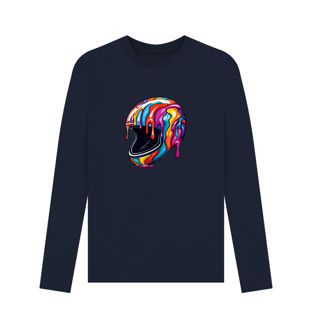 Navy Blue Colour Drip Helmet - Men's Long Sleeve T-shirt