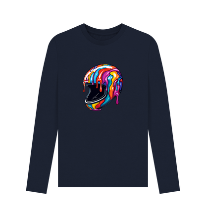 Navy Blue Printed Long Sleeve T Shirt Front