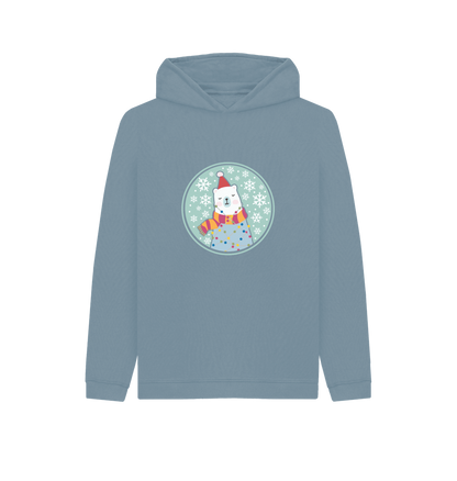 Stone Blue Printed Kids Hoodie
