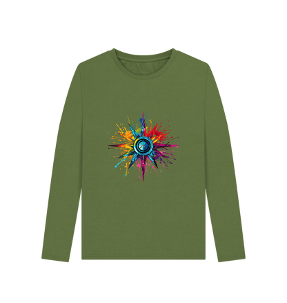 Khaki Colour Drip Compass - Women's Long Sleeve T-shirt