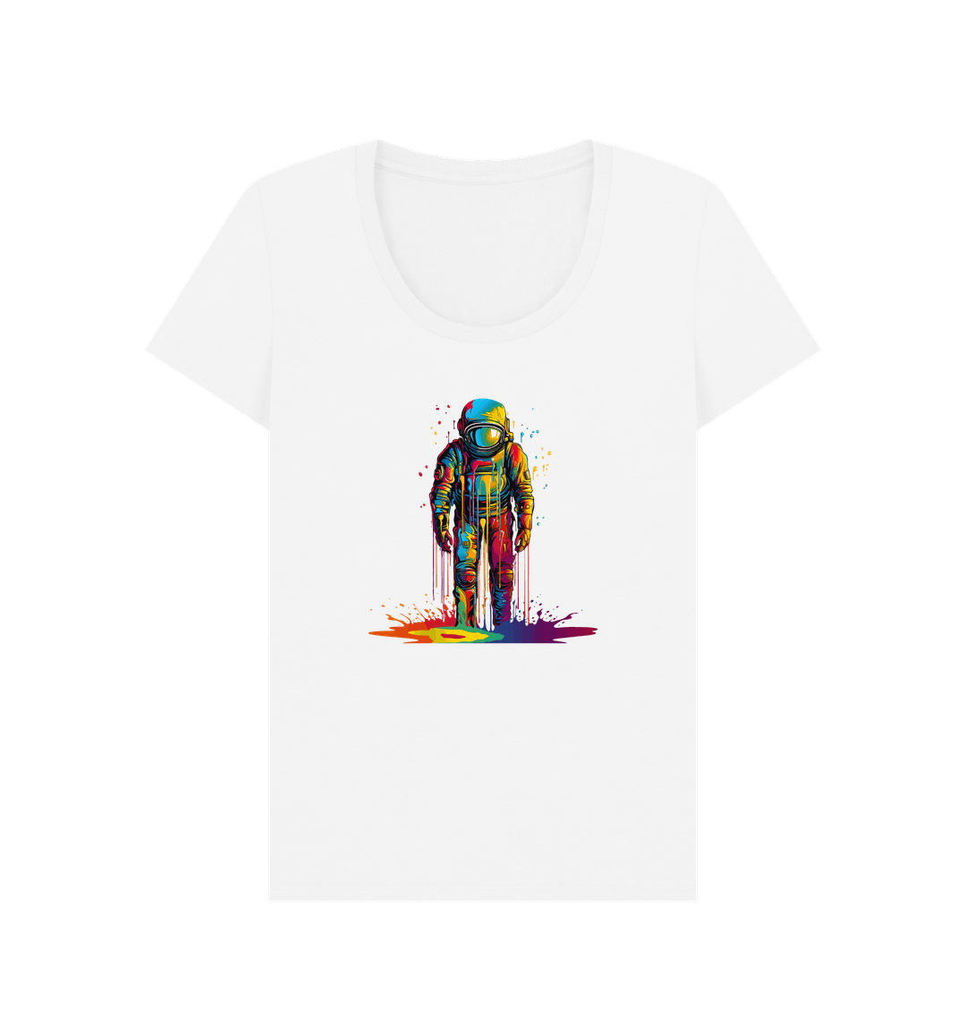 White Colour Drip Astro - Women's Scoop Neck T-shirt