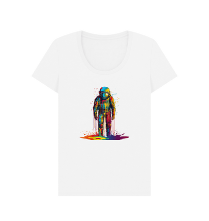 White Colour Drip Astro - Women's Scoop Neck T-shirt