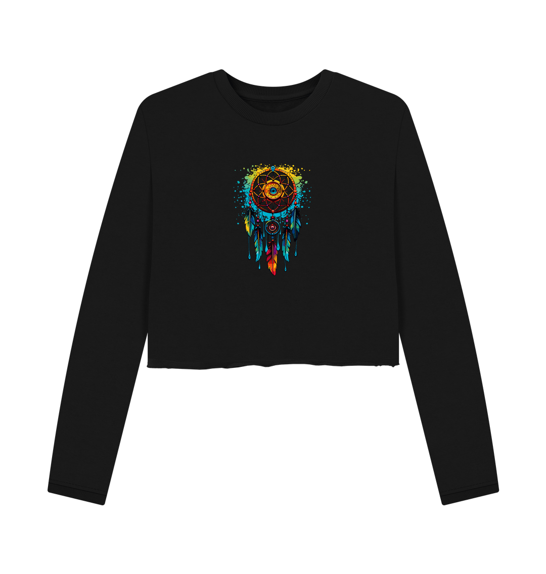 Black Colour Drip Dreamcatcher - Women's Boxy Jumper