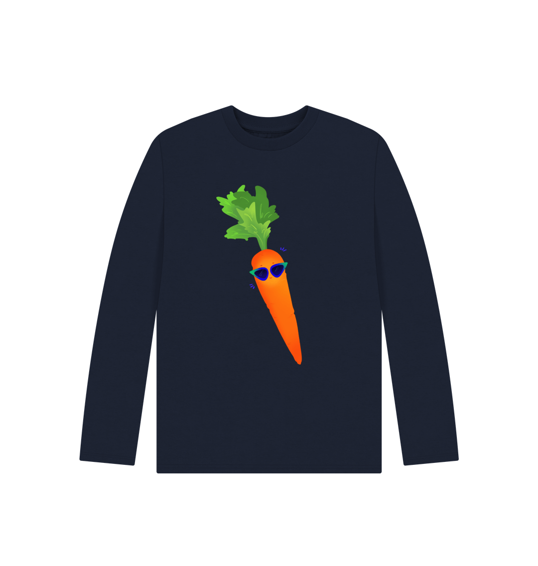 Navy Blue Cool Carrot Vibes by Emma Garrett - Kids' Organic Long Sleeve T-Shirt