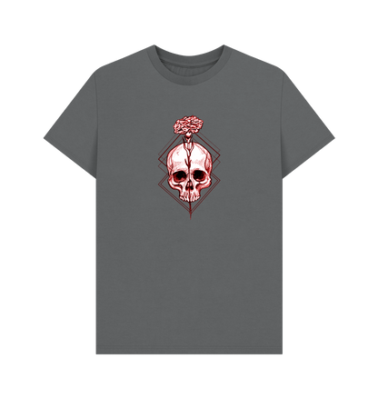 Slate Grey Rose Skull - Men's Basic T-shirt