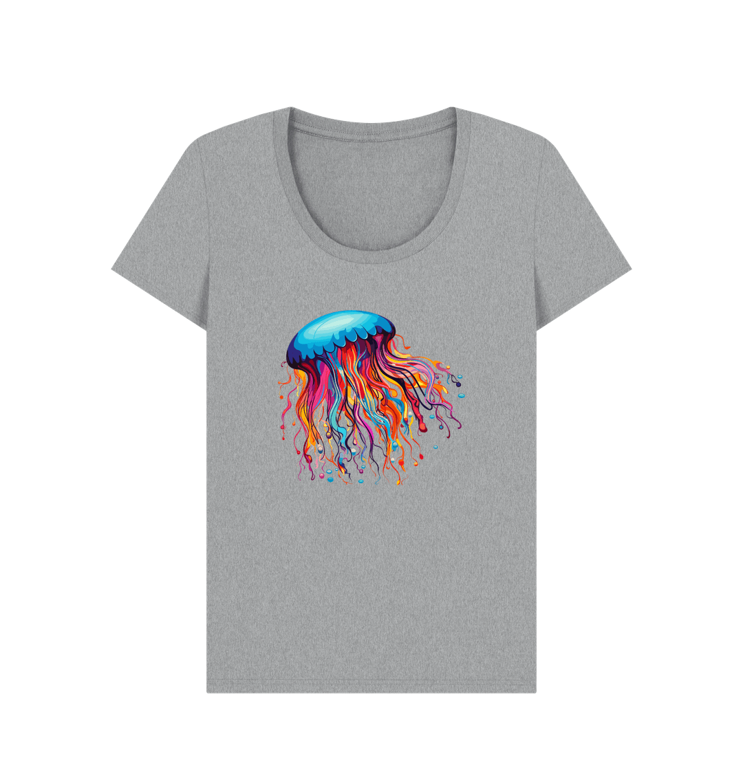 Athletic Grey Colour Drip Jellyfish Dance - Women's Scoop Neck T-shirt