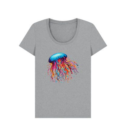 Athletic Grey Colour Drip Jellyfish Dance - Women's Scoop Neck T-shirt