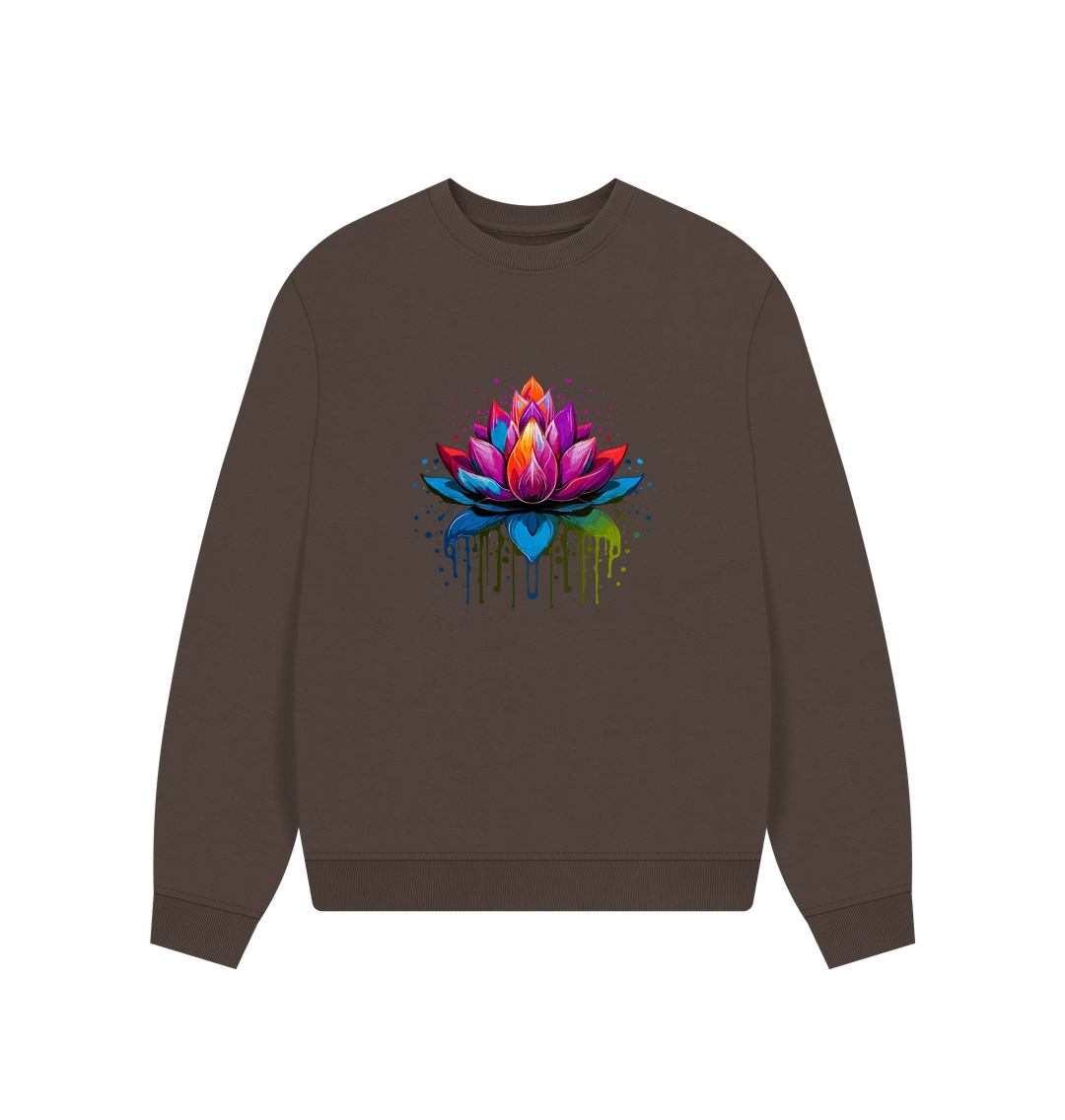 Chocolate Colour Drip Lotus - Women's Oversized Jumper