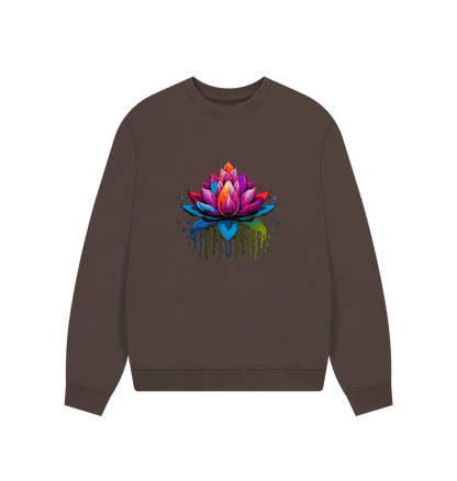 Chocolate Colour Drip Lotus - Women's Oversized Jumper