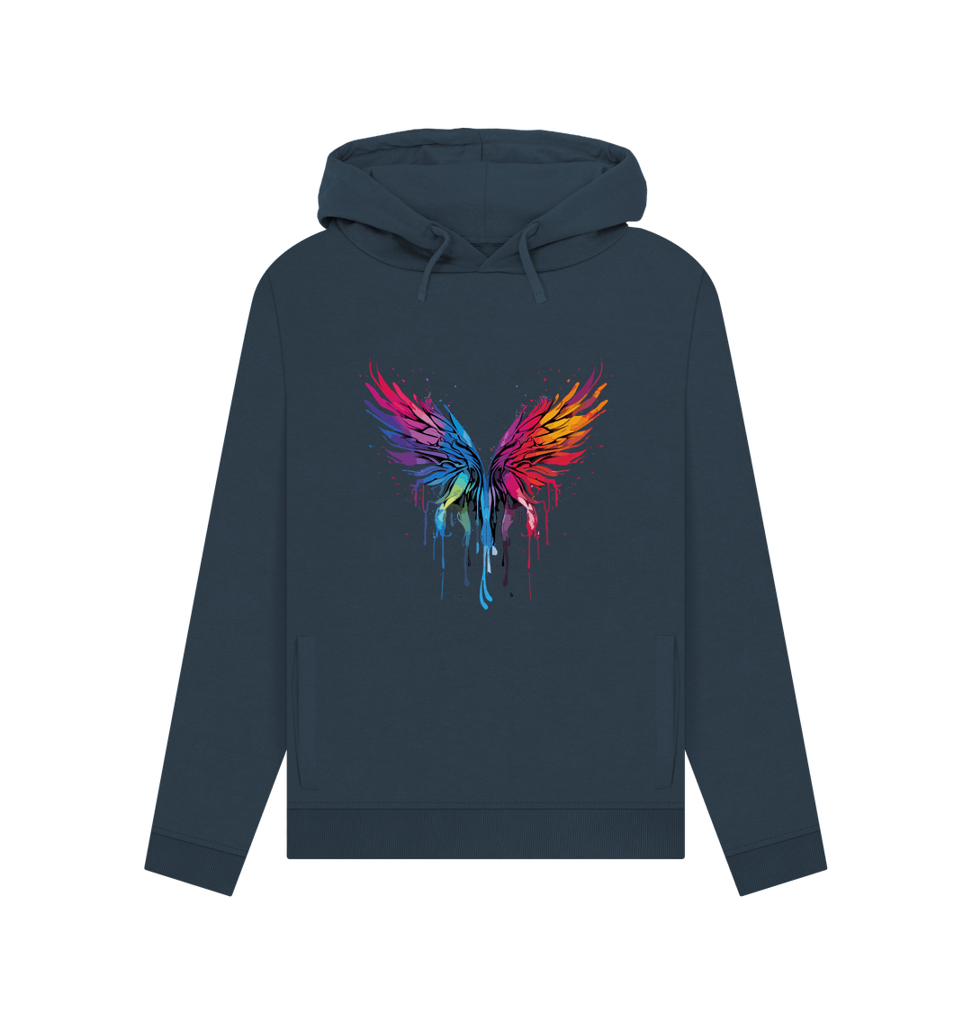 Navy Blue Colour Drip Dragon Wings - Womens Pullover Hoody