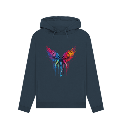 Navy Blue Colour Drip Dragon Wings - Womens Pullover Hoody