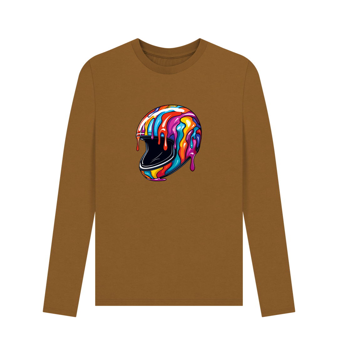 Brown Colour Drip Helmet - Men's Long Sleeve T-shirt