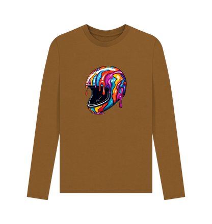 Brown Colour Drip Helmet - Men's Long Sleeve T-shirt