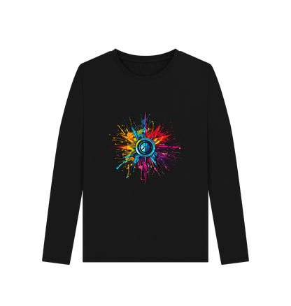 Black Colour Drip Compass - Women's Long Sleeve T-shirt