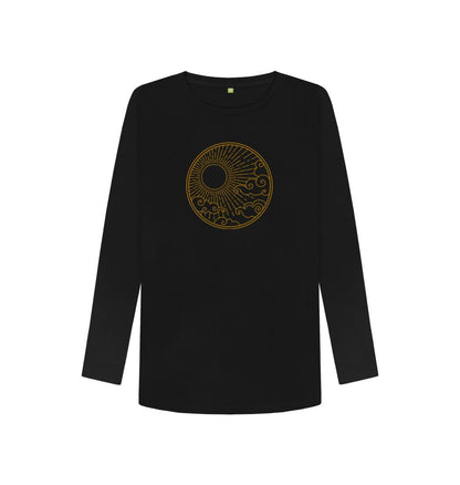 Black Sunray Motif - Women's Long Sleeve T-shirt