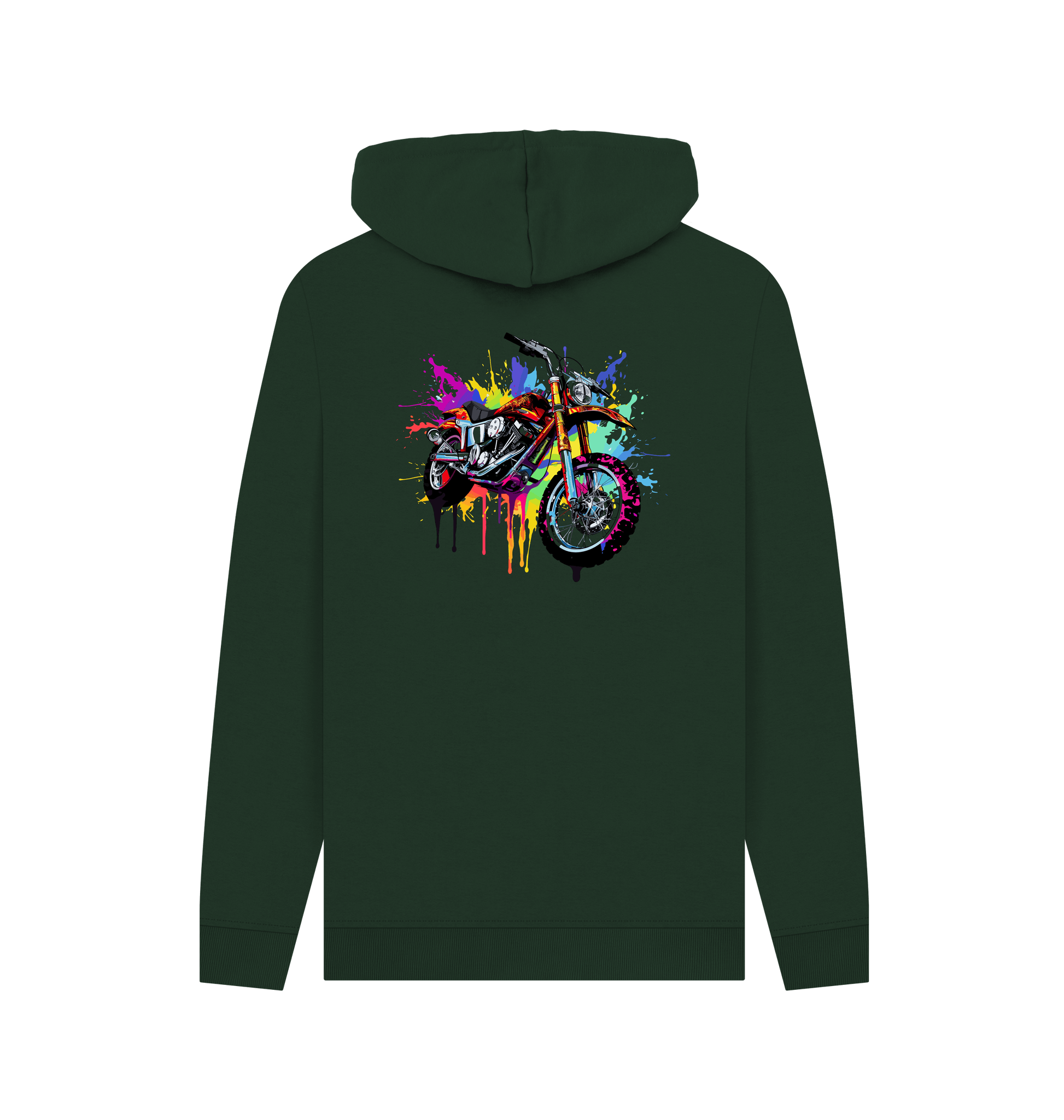 Evergreen Colour Drip Bike - Mens Pullover Hoodie