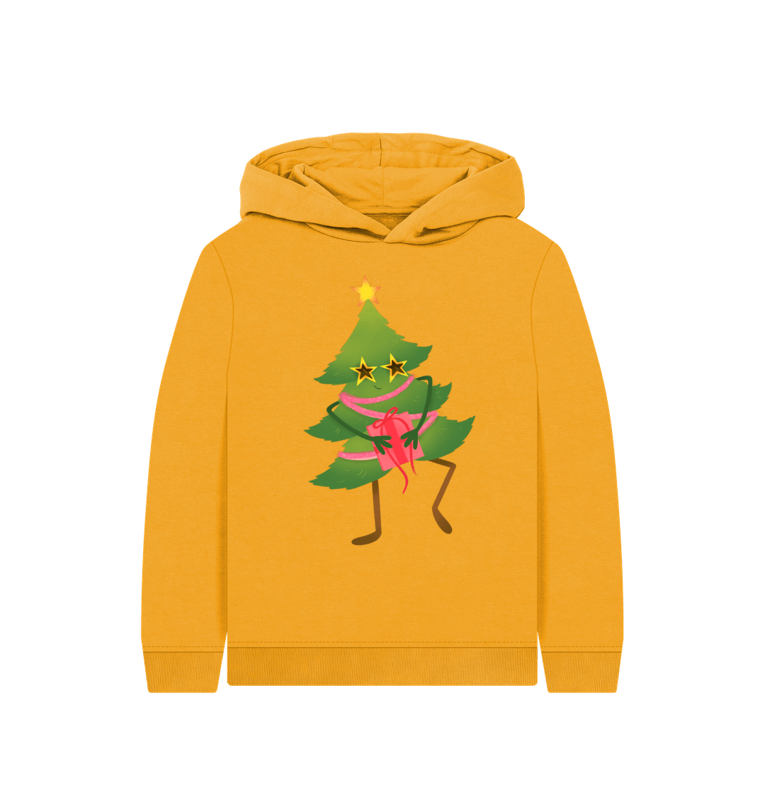 Mustard Dancing Christmas Tree Hoody by Emma Garrett - Kids' Organic Pullover Hoody