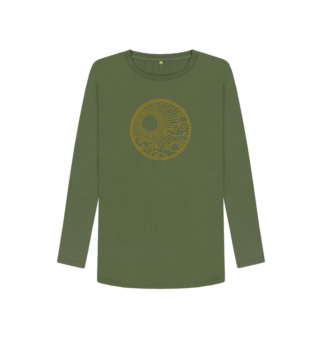 Khaki Sunray Motif - Women's Long Sleeve T-shirt