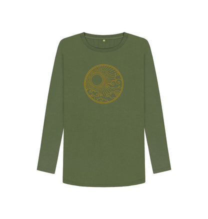 Khaki Sunray Motif - Women's Long Sleeve T-shirt