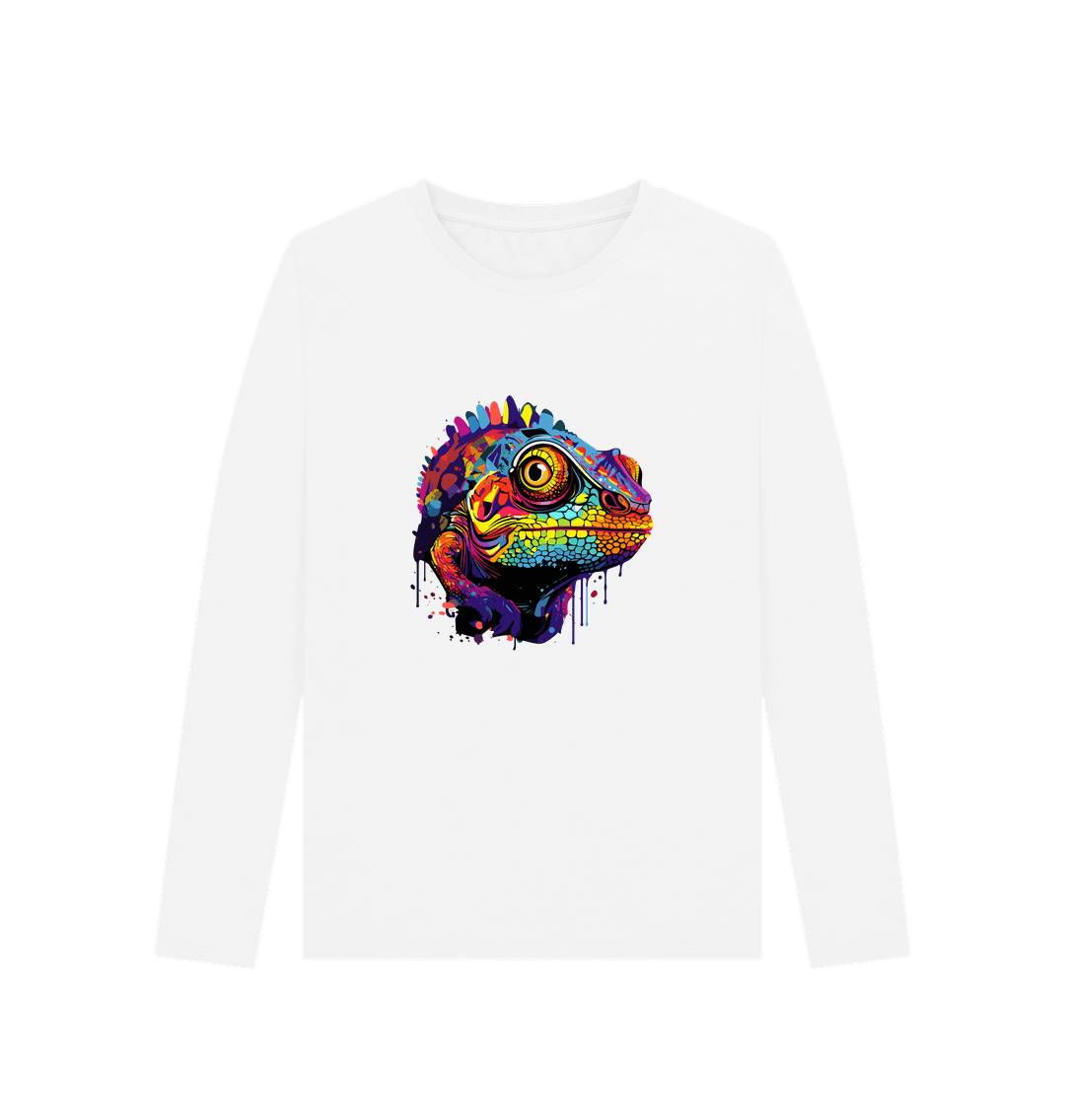 White Colour Drip Chameleon - Women's Long Sleeve T-shirt