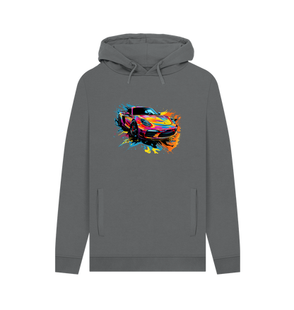 Slate Grey Colour Drip Speedster - Men's Pullover Hoodie